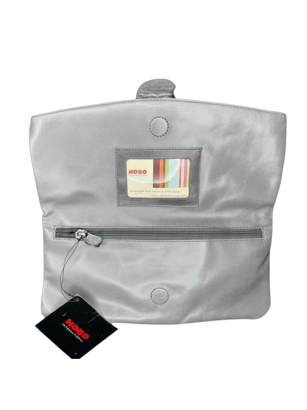 Hobo Silver Metallic Leather Folding Clutch
